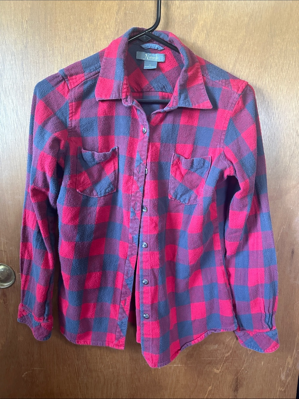 Natural Reflections Red & Navy Plaid Button-Down Shirt